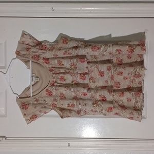 Dress Barn Floral Blouse Flutter Short-Sleeve